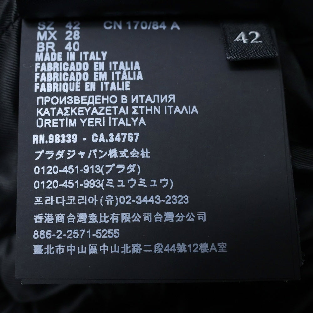 PRADA(プラダ) SHORT LEATHER ZIP UP JACKET トライアングルロゴジップアップジャケット フーディー ショート丈 ブラック 58A121 S222 6N3