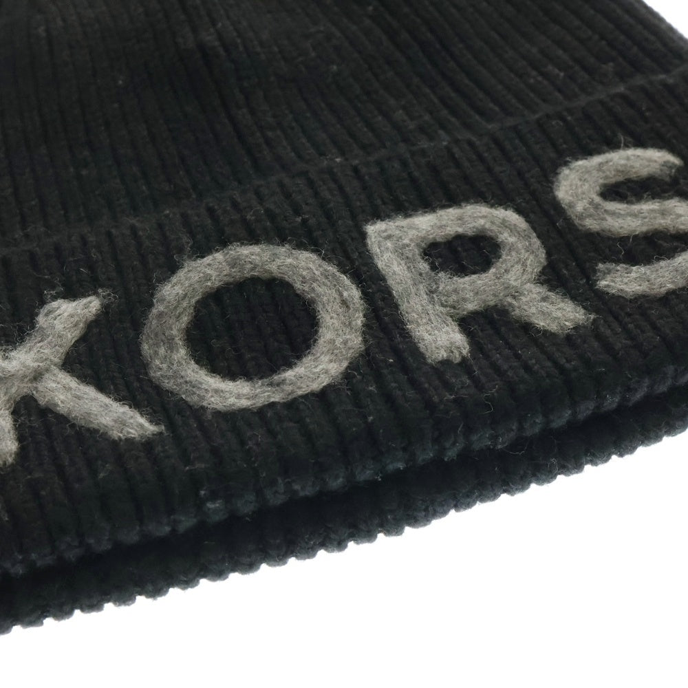 MICHAEL KORS(マイケルコース) フロントロゴ刺繍ニット帽 ビーニー ブラック 539679