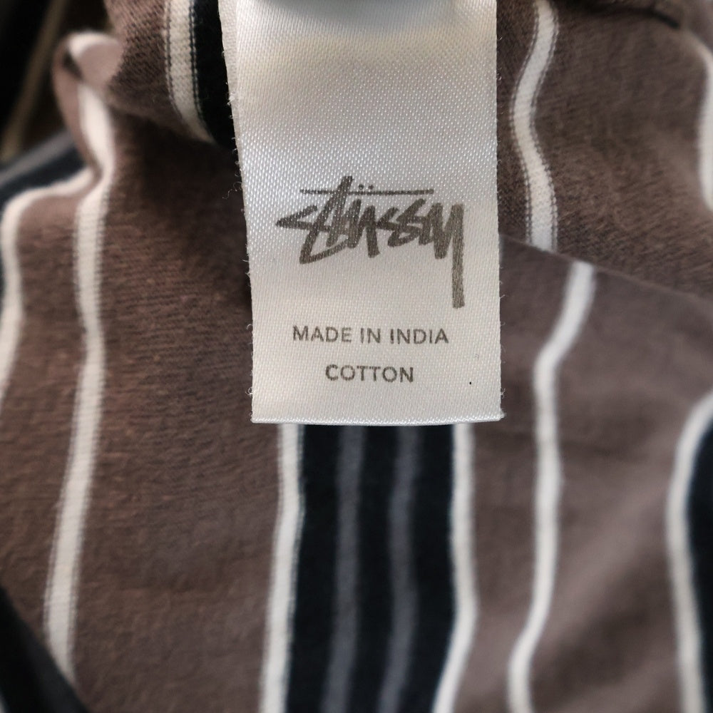 STUSSY(ステューシー) オーストラリア限定 ボーダークルーネック半袖Tシャツカットソー ブラウン