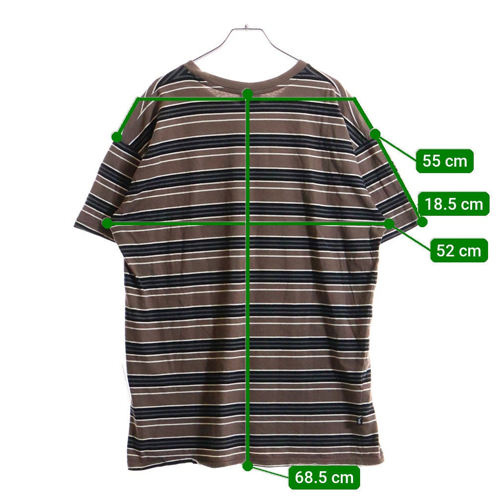 STUSSY(ステューシー) オーストラリア限定 ボーダークルーネック半袖Tシャツカットソー ブラウン