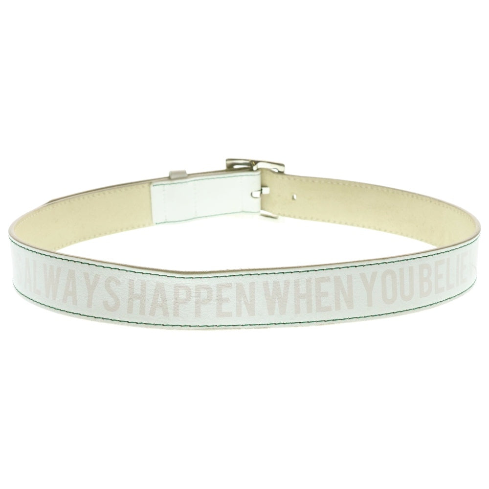 MARK&LONA(マークアンドロナ) ロゴ レザー ベルト ホワイト/シルバー