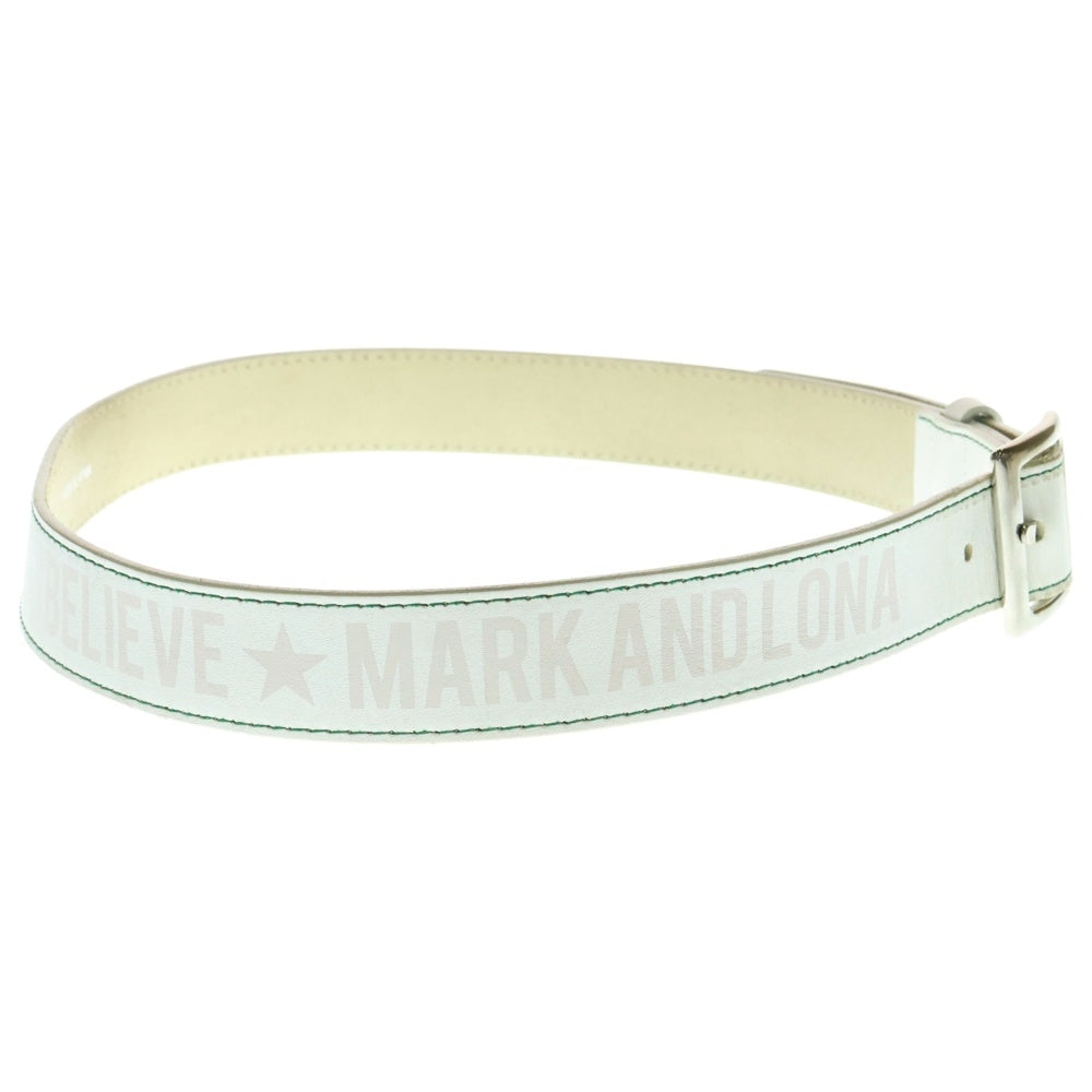 MARK&LONA(マークアンドロナ) ロゴ レザー ベルト ホワイト/シルバー