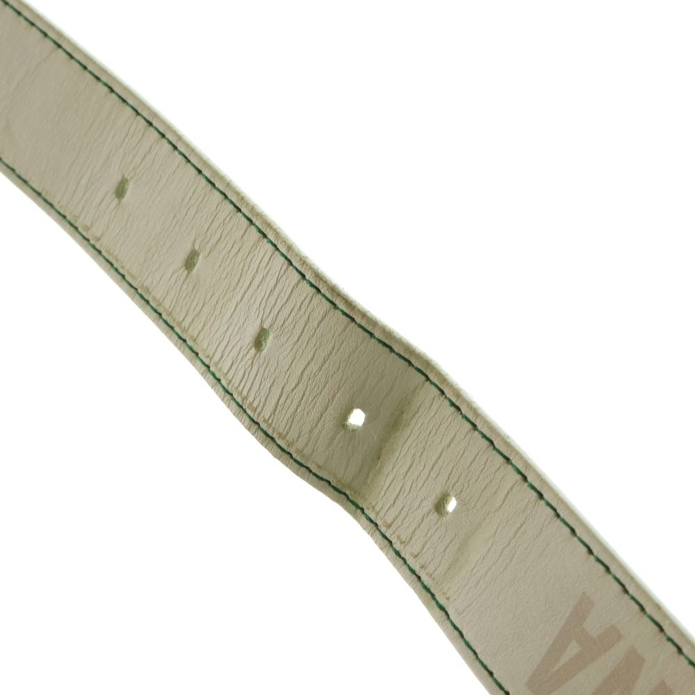 MARK&LONA(マークアンドロナ) ロゴ レザー ベルト ホワイト/シルバー