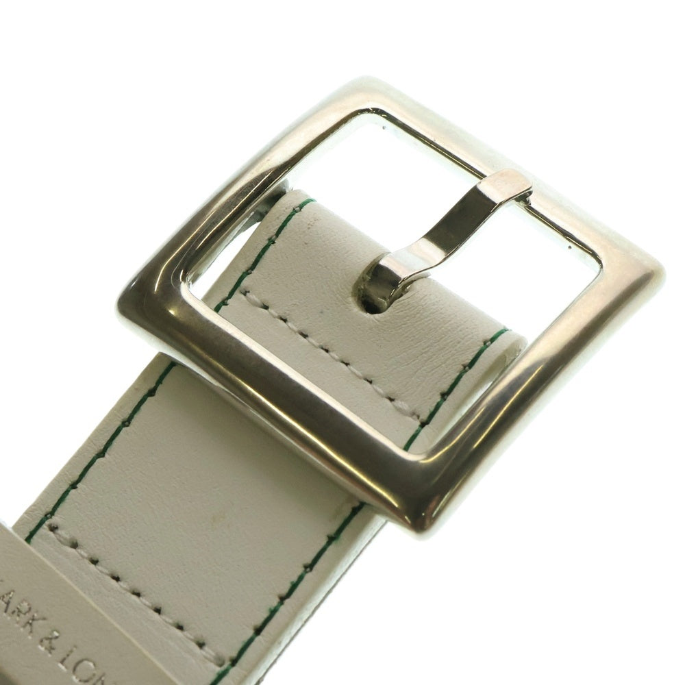 MARK&LONA(マークアンドロナ) ロゴ レザー ベルト ホワイト/シルバー