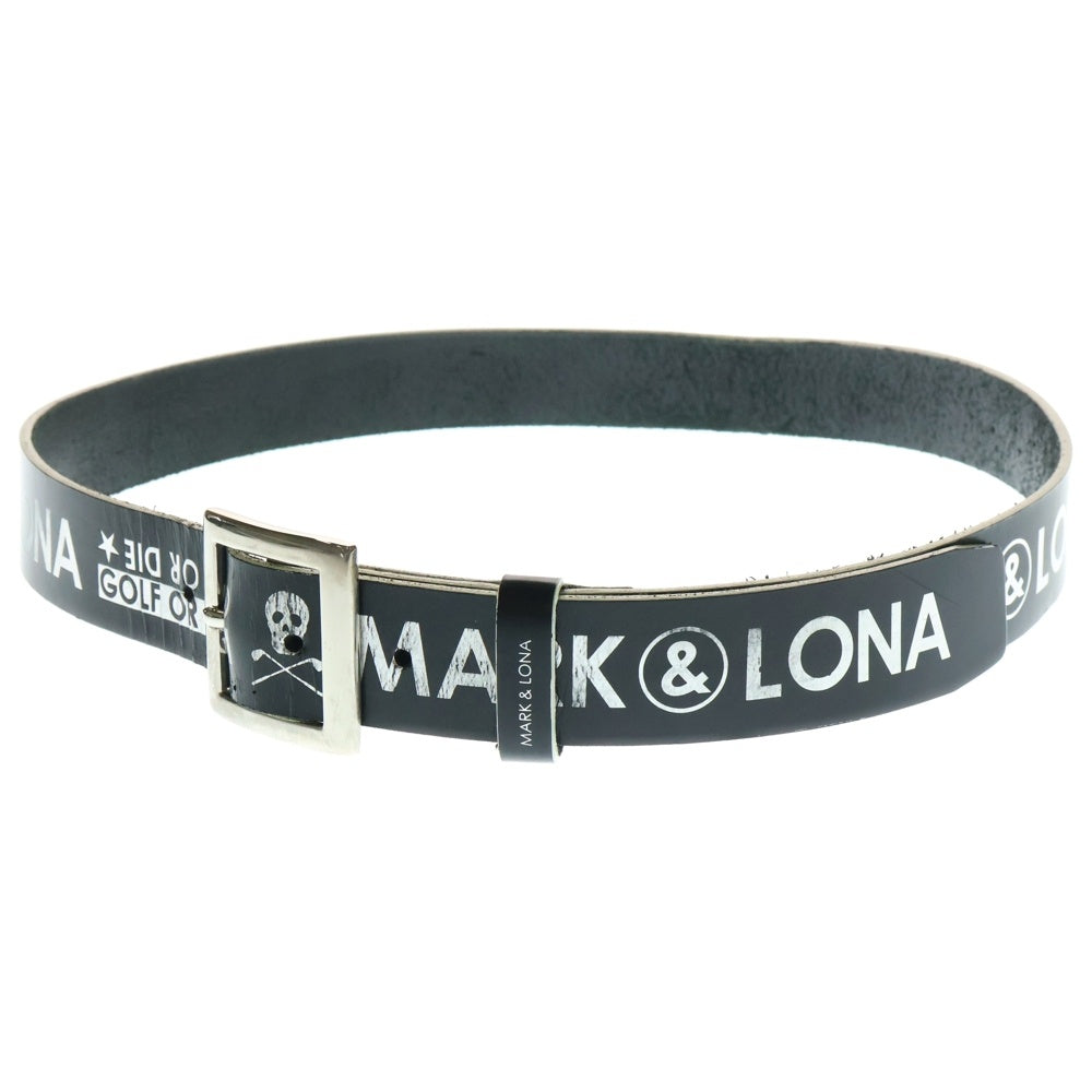 MARK&LONA(マークアンドロナ) ロゴ レザー ベルト ブラック/シルバー