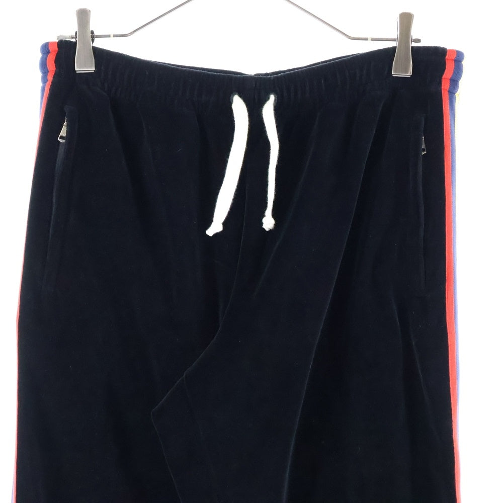GUCCI(グッチ) 19SS Chenille Jogging Pant With Patch 572917 HJA5W バックロゴパッチ ベロア ロングパンツ トラックパンツ ブラック
