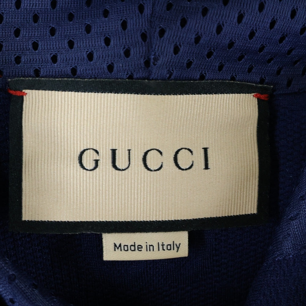 GUCCI(グッチ) GG Jacquard Jersey Hooded Sweatshirt 676100 XJDVW GGジャカード トラックパーカー プルオーバーパーカー フーディ ネイビー/イエロー
