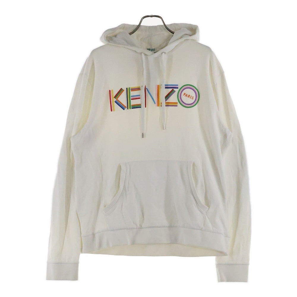 KENZO(ケンゾー) フロントロゴ刺繍プルオーバースウェットパーカー フーディー ホワイト F865SW4174XP
