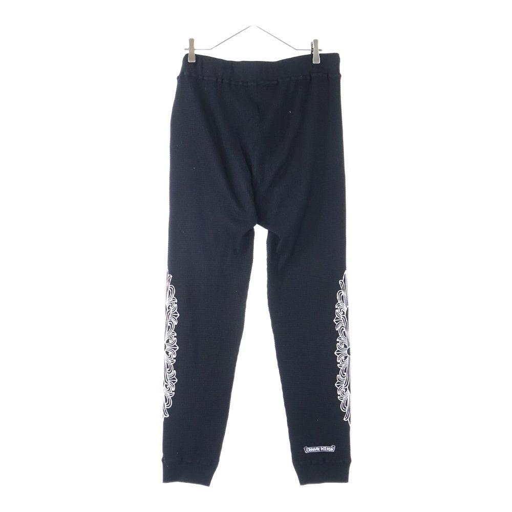 CHROME HEARTS(クロムハーツ) Front Horseshoe Side Flrl Crs Thermal Pantsフロントホースシューロゴ サイドフローラルプリント サーマルロングパンツ ブラック