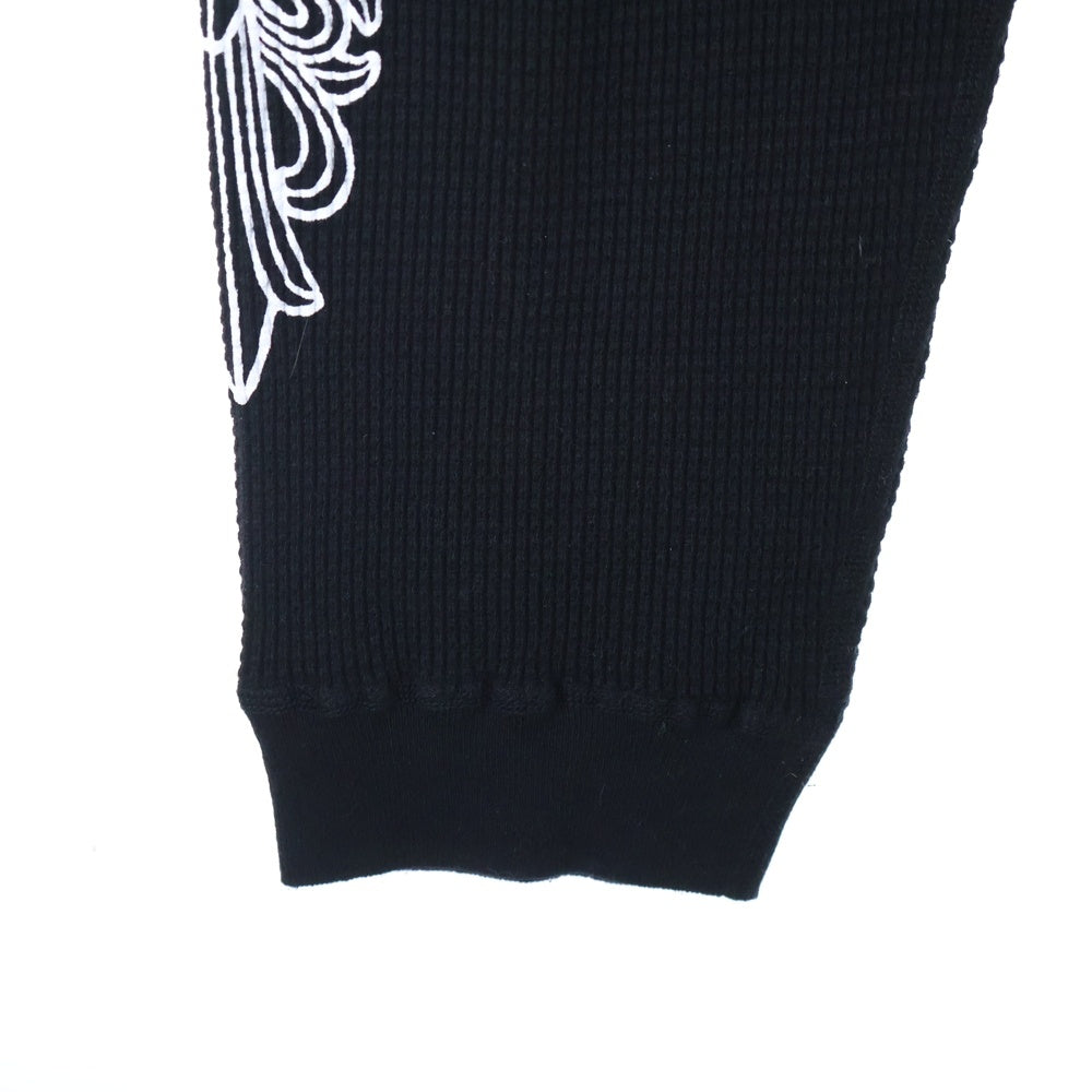 CHROME HEARTS(クロムハーツ) Front Horseshoe Side Flrl Crs Thermal Pantsフロントホースシューロゴ サイドフローラルプリント サーマルロングパンツ ブラック