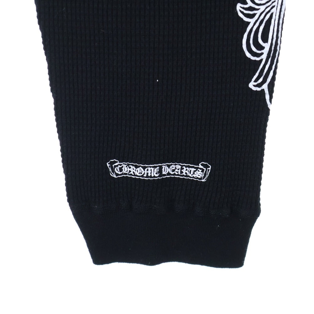 CHROME HEARTS(クロムハーツ) Front Horseshoe Side Flrl Crs Thermal Pantsフロントホースシューロゴ サイドフローラルプリント サーマルロングパンツ ブラック