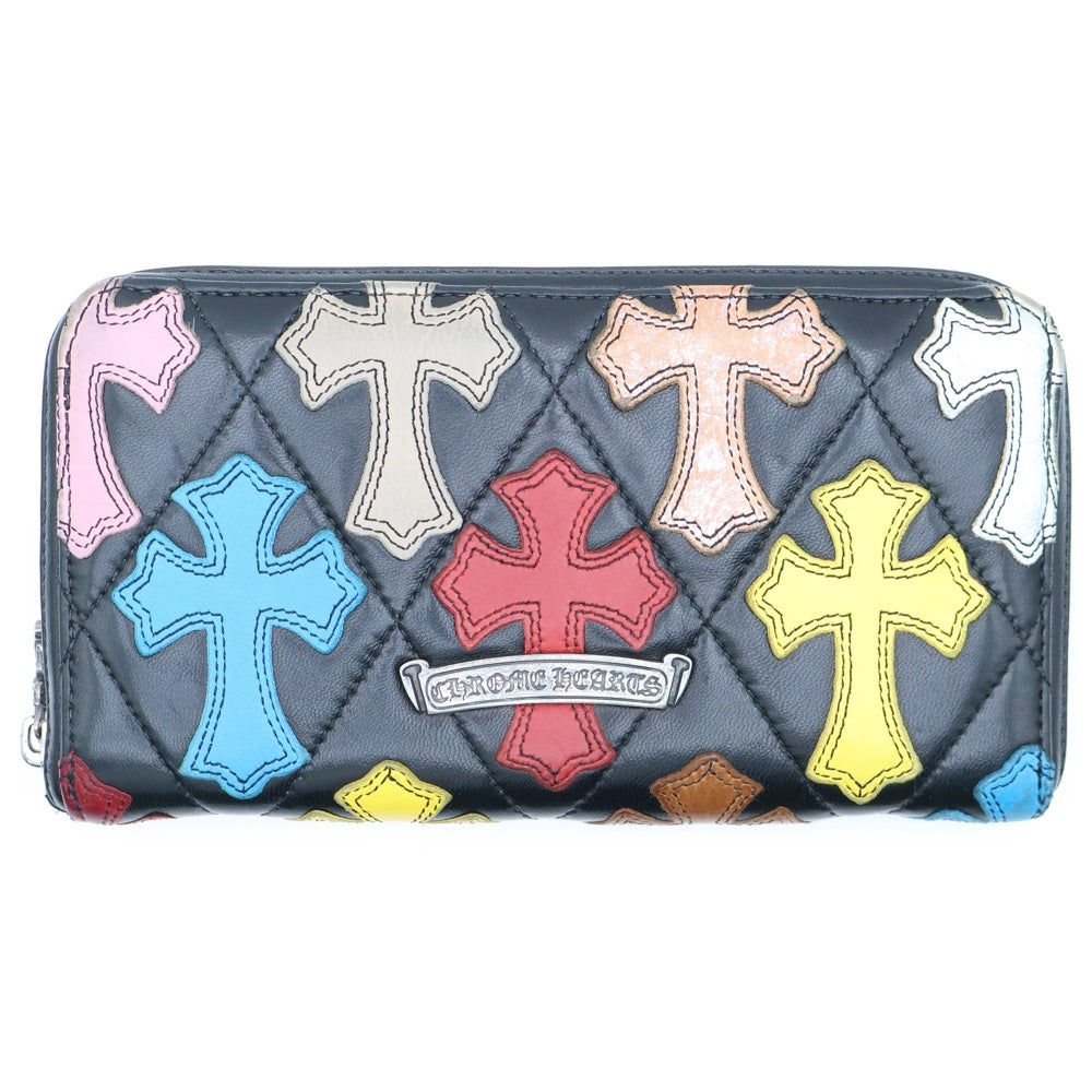 CHROME HEARTS(クロムハーツ) REC F ZIP QUILTED マルチパッチ セメタリー クロスキルティング レザーウォレット 財布 ブラック