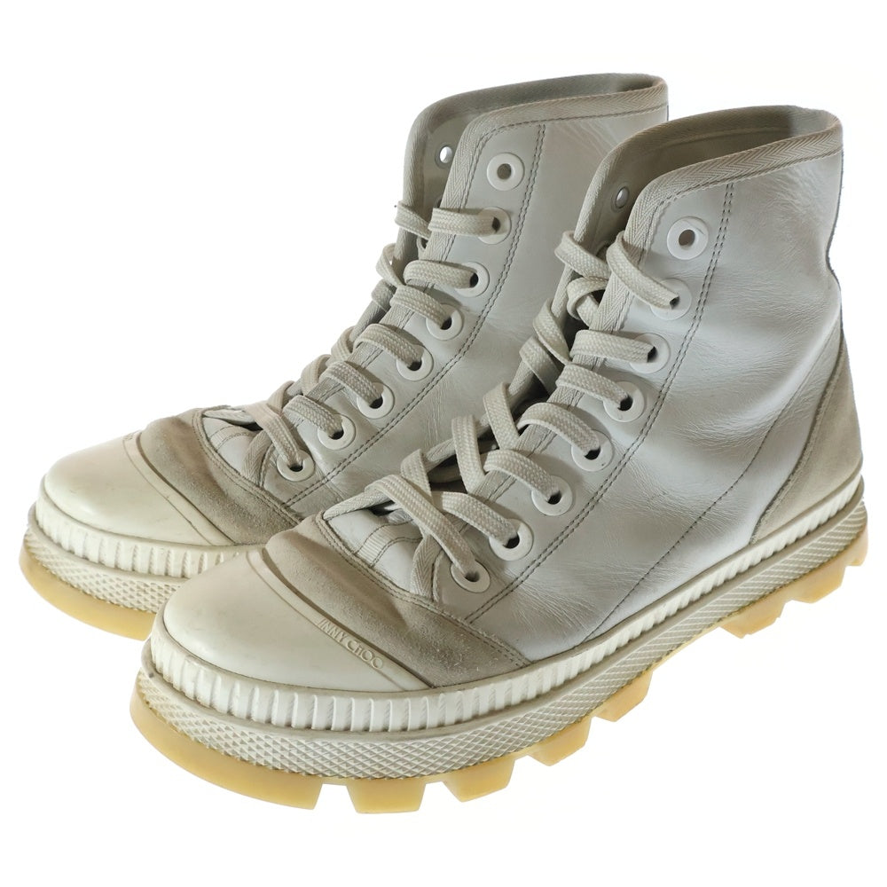 JIMMY CHOO(ジミーチュウ) レザーハイカットスニーカー ショートブーツ ホワイト J00013717941