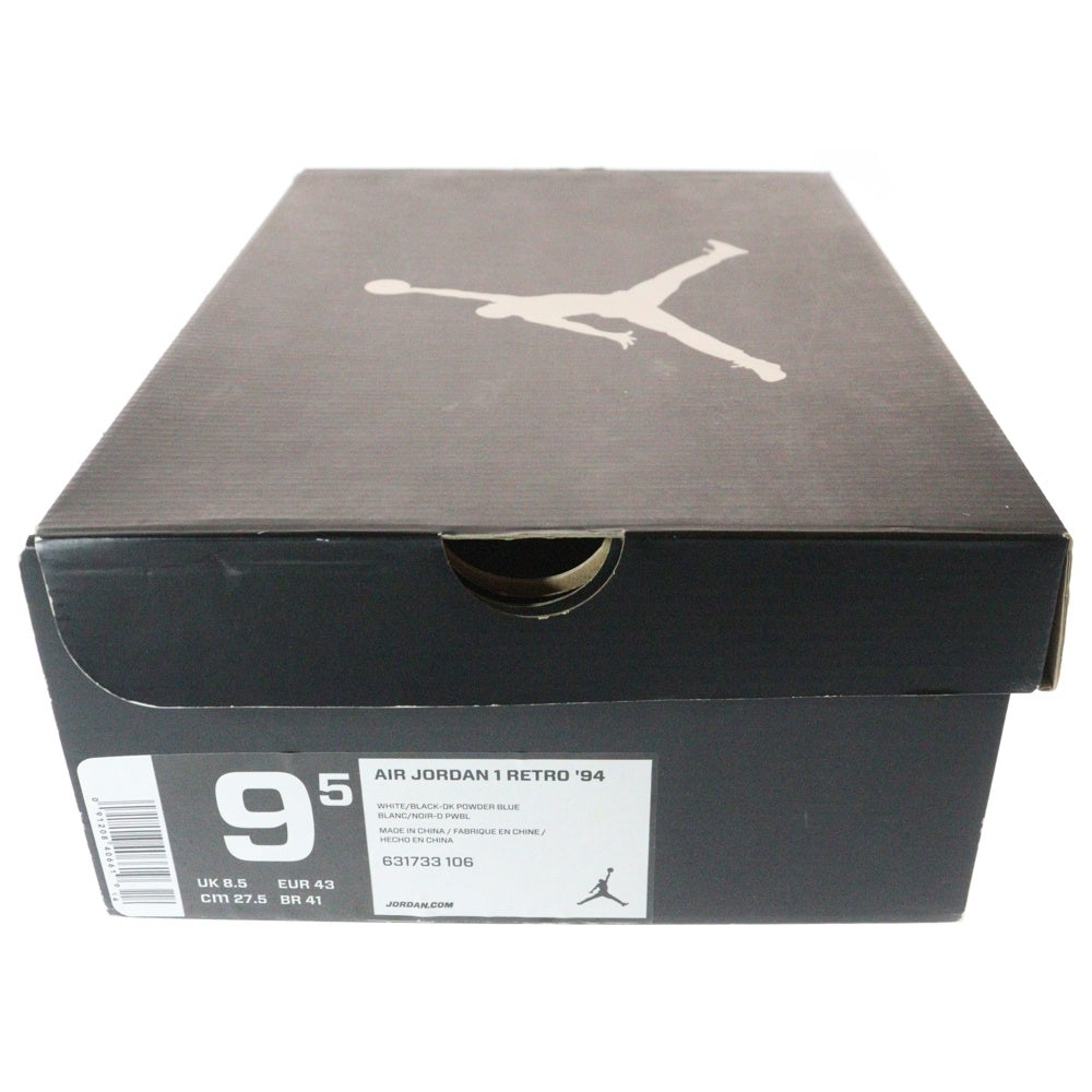 NIKE(ナイキ) AIR JORDAN 1 RETRO 94 Powder Blue 631733-106 エアジョーダン1 レトロ パウダーブルー ハイカットスニーカー シューズ ホワイト US9.5/27.5cm