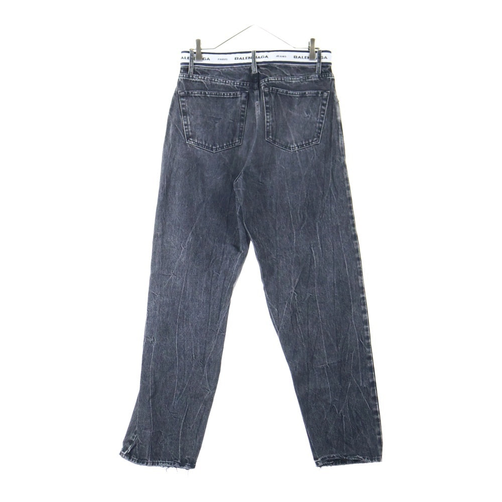 BALENCIAGA(バレンシアガ) 21SS ウエストロゴ ウォッシュドデニムパンツ ジーンズ ブラック 657615 TBP47