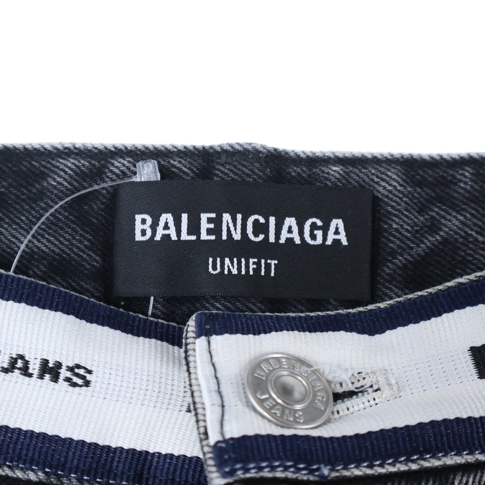 BALENCIAGA(バレンシアガ) 21SS ウエストロゴ ウォッシュドデニムパンツ ジーンズ ブラック 657615 TBP47