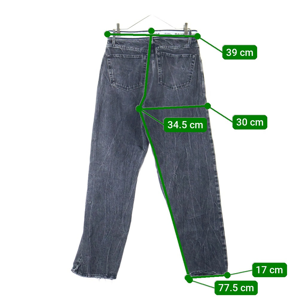 BALENCIAGA(バレンシアガ) 21SS ウエストロゴ ウォッシュドデニムパンツ ジーンズ ブラック 657615 TBP47