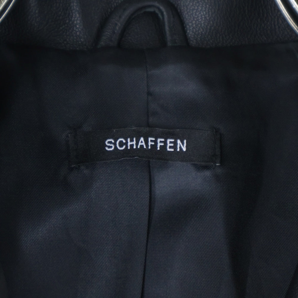 SCHAFFEN(シャッフェン) フロントジップアップ ラムレザー切替ジャケット ブラック
