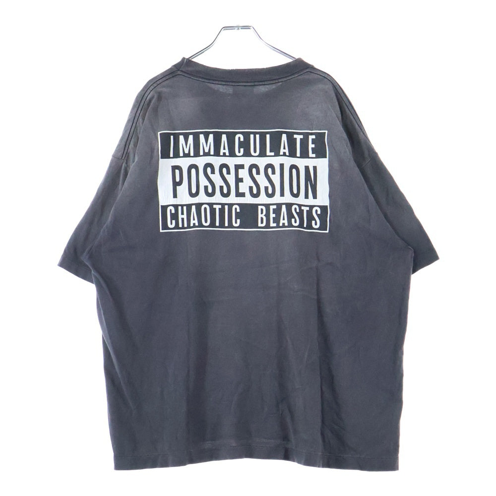 SAINT MICHAEL(セントマイケル) 24AW CP SS TEE SMILE ヴィンテージ加工プリントTシャツ グレー SM-YS1-0000-C01