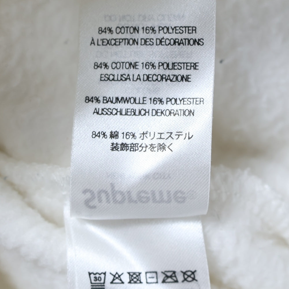 SUPREME(シュプリーム) 23AW Collegiate Patchwork Leather Hooded Sweatshirt カレッジエイト パッチワーク レザーロゴ プルオーバーパーカー フーディ ホワイト