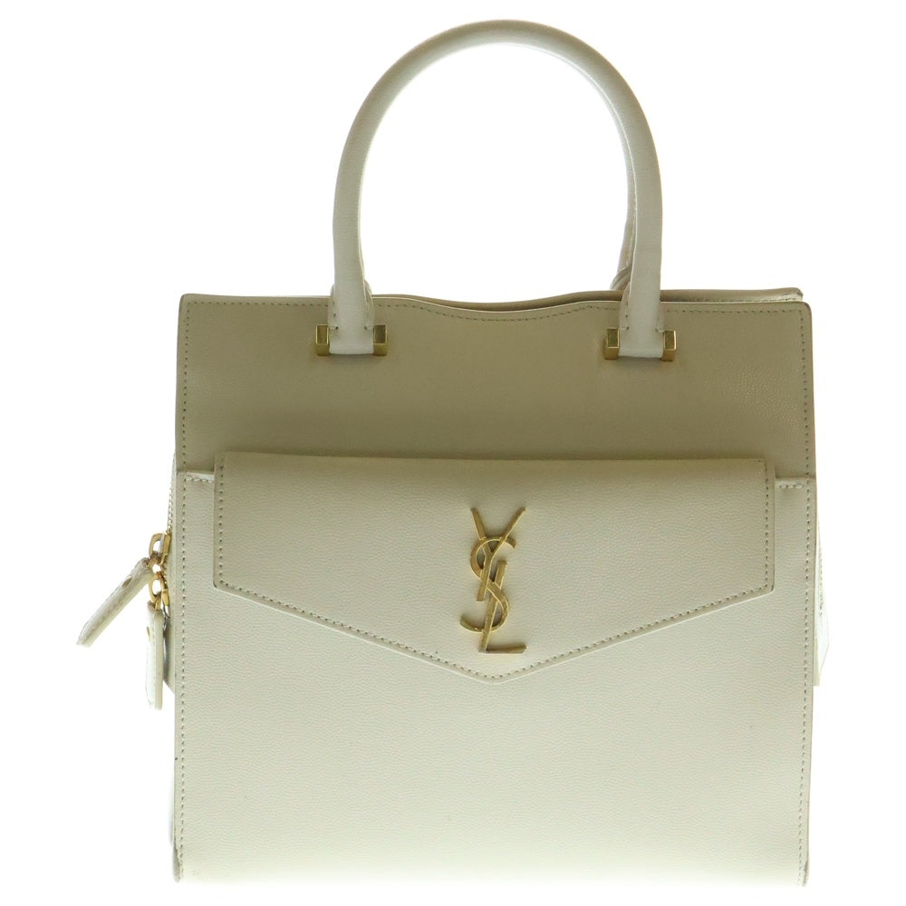 SAINT LAURENT PARIS(サンローランパリ) アップタウン ゴールド金具 レザー ハンドバッグ ショルダーバッグ ホワイト 634730
