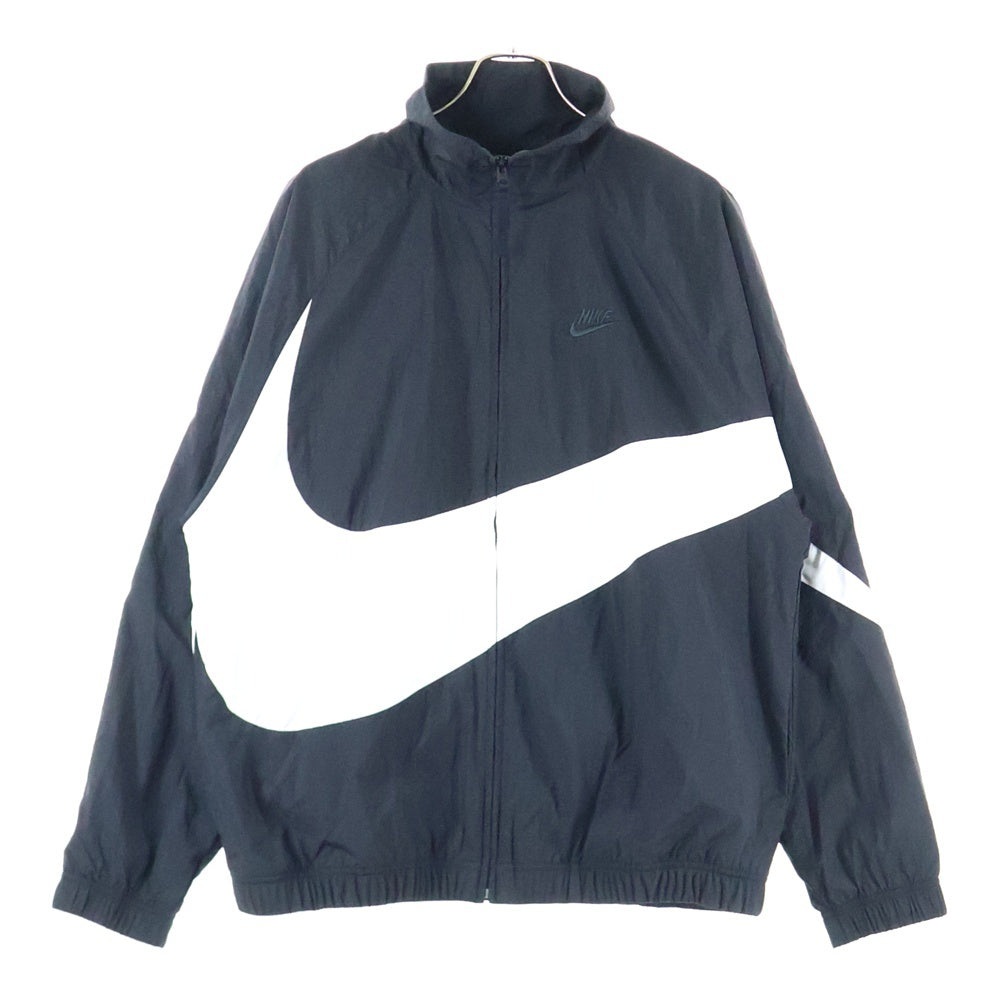 NIKE(ナイキ) HBR STMT WOVEN JACKET AR3133-010 ビッグスウッシュ ウーブンジャケット ジップアップナイロンジャケット ブラック/ホワイト