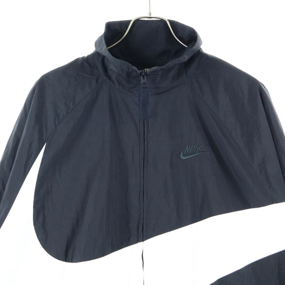 NIKE(ナイキ) HBR STMT WOVEN JACKET AR3133-010 ビッグスウッシュ ウーブンジャケット ジップアップナイロンジャケット ブラック/ホワイト