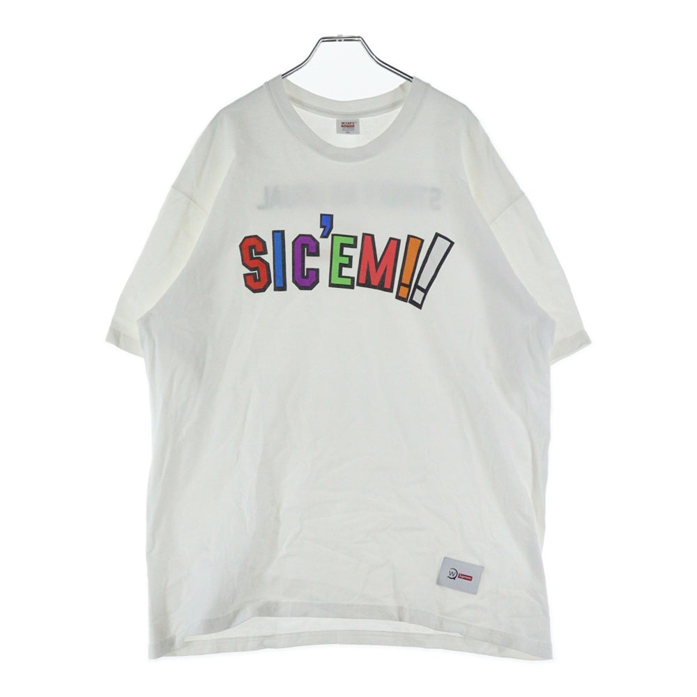 SUPREME(シュプリーム) 21AW ×WTAPS Sic'em! Tee ×ダブルタップス ロゴプリント クルーネック半袖Tシャツカットソー ホワイト