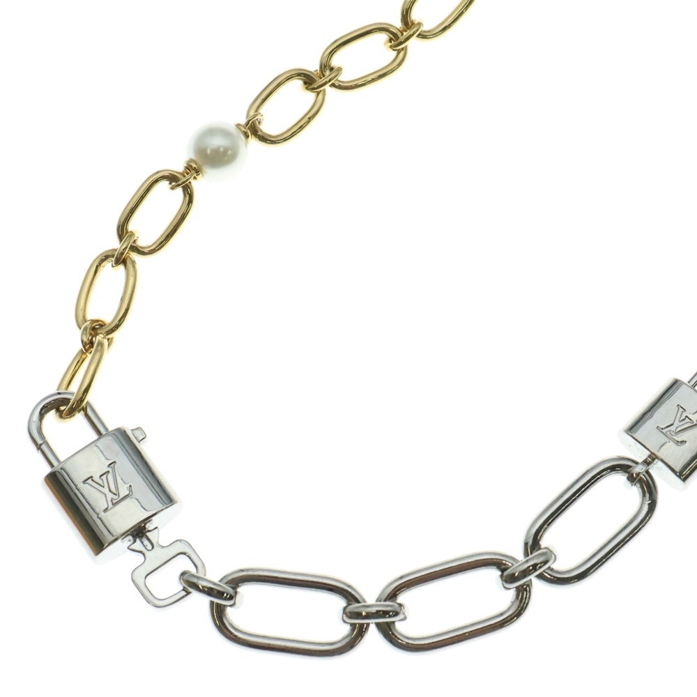 LOUIS VUITTON(ルイヴィトン) ロングネックレス・パールロック ゴールド/シルバー M02981