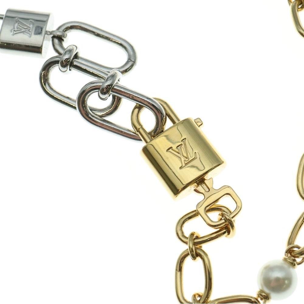 LOUIS VUITTON(ルイヴィトン) ロングネックレス・パールロック ゴールド/シルバー M02981