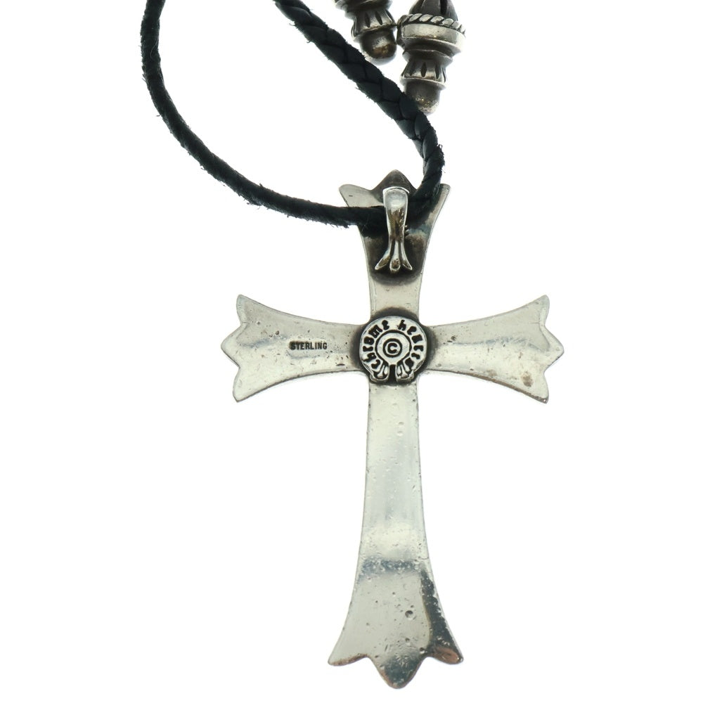 CHROME HEARTS(クロムハーツ) CH CRS LG BC ラージCHクロスペンダント Wボロチップ レザーブレイドネックレス シルバー BCA214