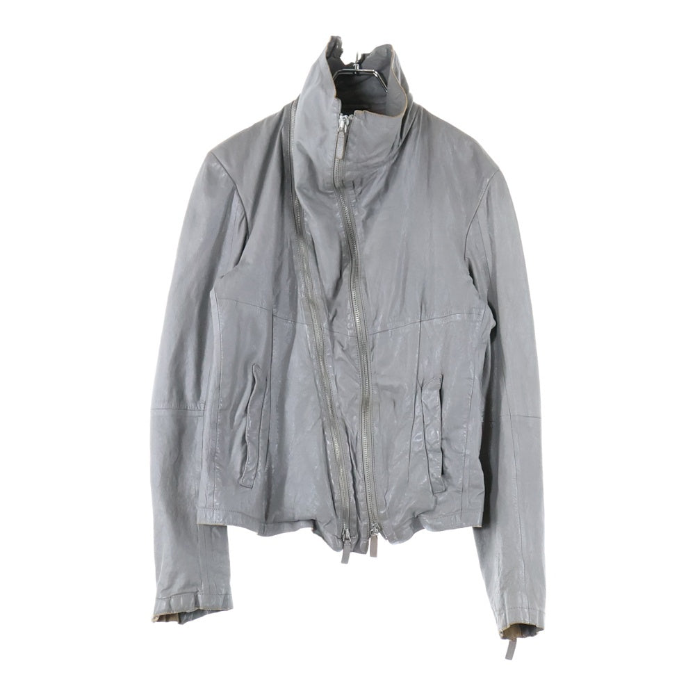 GIORGIO ARMANI(ジョルジオアルマーニ) Lamb Single Riders Jacket フロントジップアップ シングルライダースジャケット ラムレザージャケット グレー J1B03P J1P04
