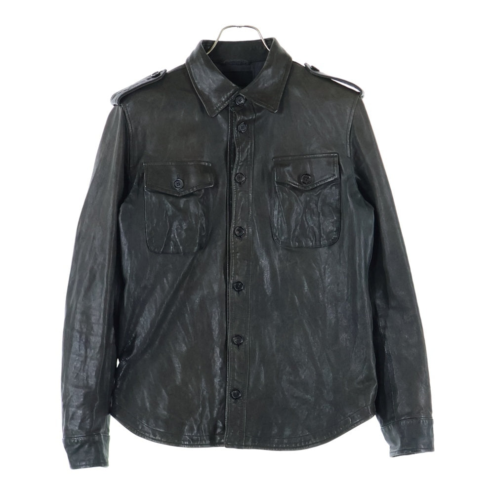JOSEPH HOMME(ジョセフオム) Lamb Leather Jacket フロント2ポケット ラムレザージャケット グレー 489794