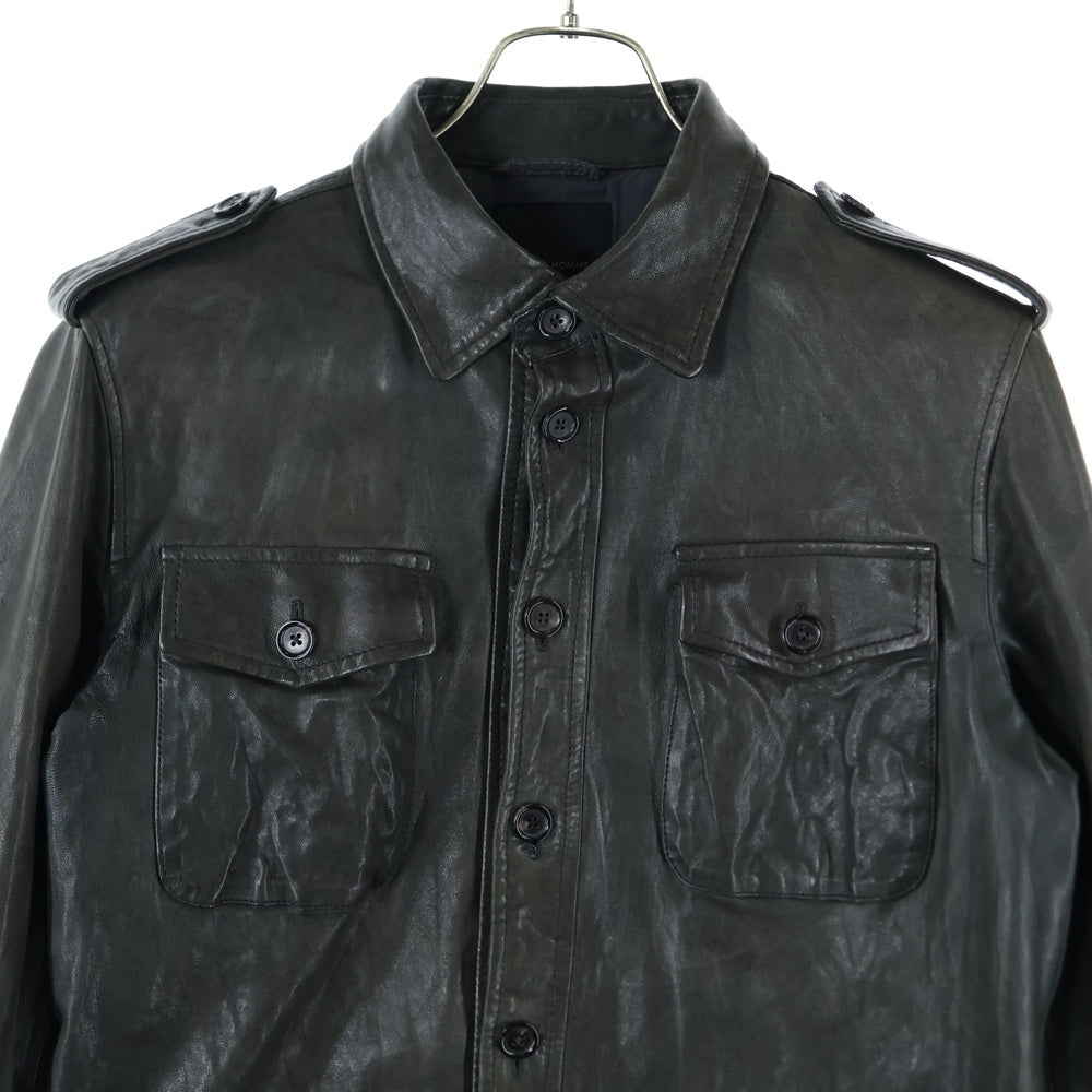 JOSEPH HOMME(ジョセフオム) Lamb Leather Jacket フロント2ポケット ラムレザージャケット グレー 489794
