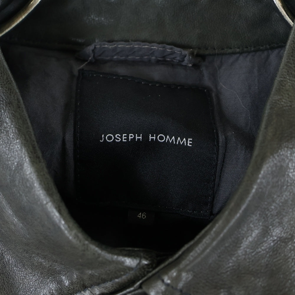 JOSEPH HOMME(ジョセフオム) Lamb Leather Jacket フロント2ポケット ラムレザージャケット グレー 489794