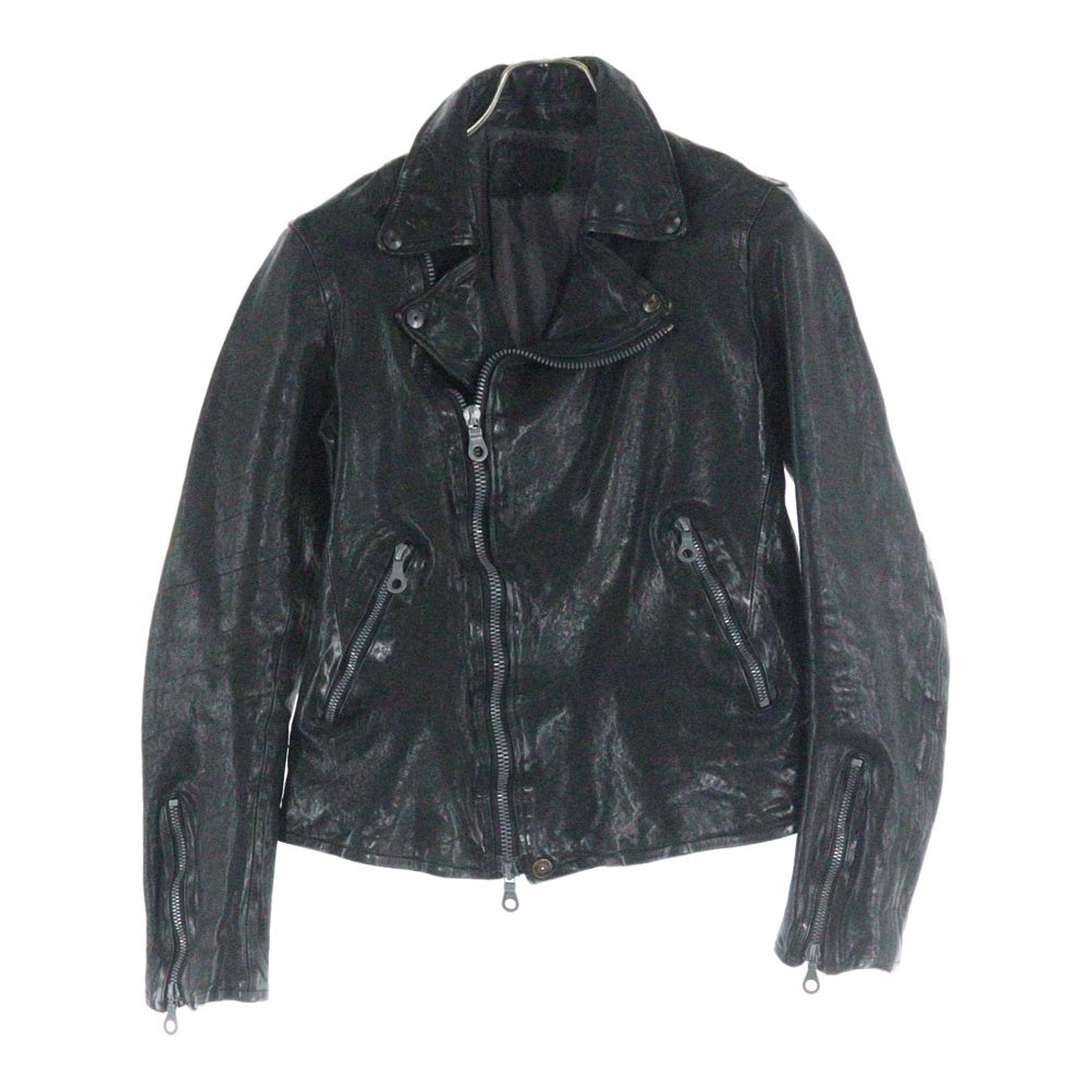 ISAMU KATAYAMA BACKLASH(イサムカタヤマバックラッシュ) Double Rider Jacket フロントジップアップ ダブルライダースジャケット カウレザージャケット ブラック 1447-02