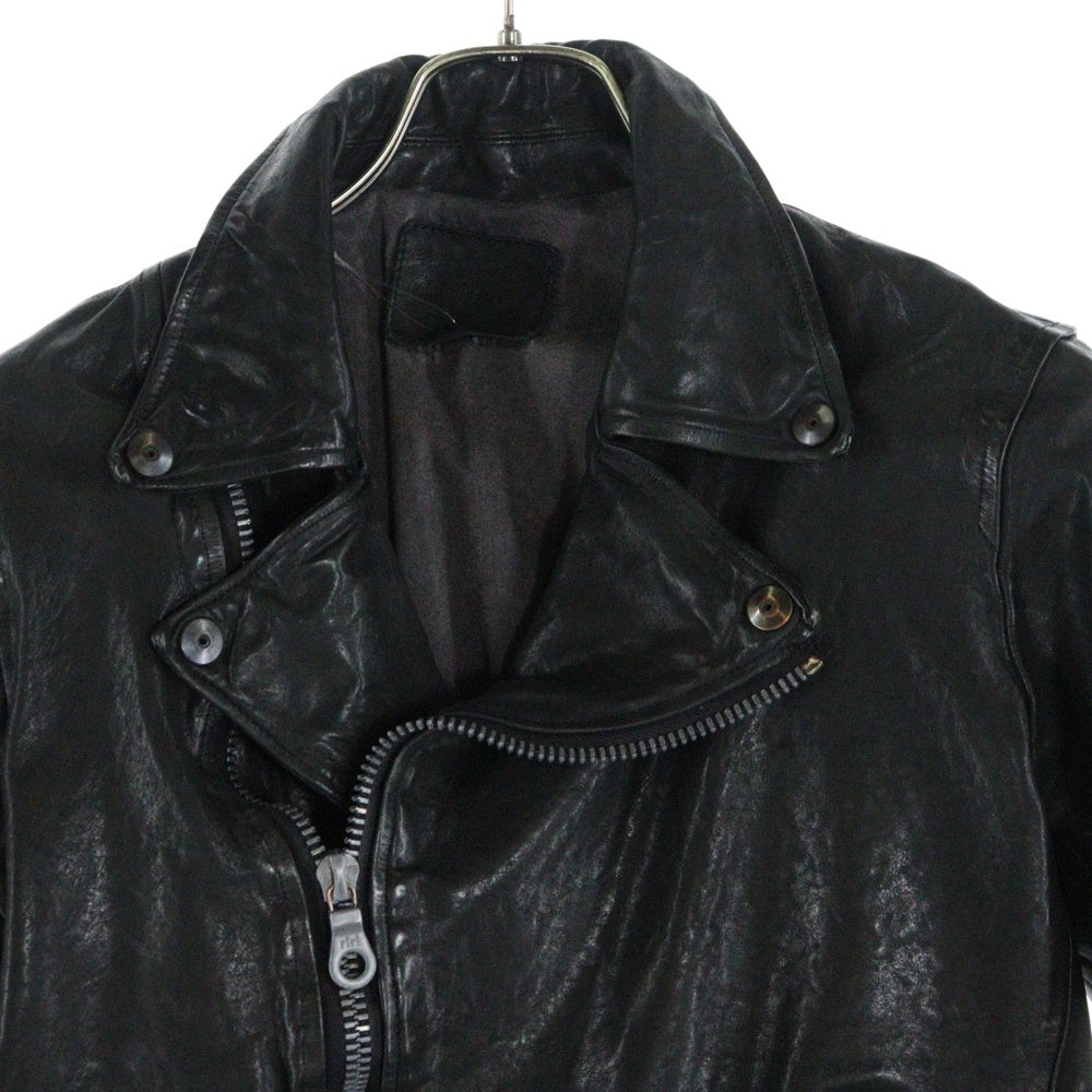 ISAMU KATAYAMA BACKLASH(イサムカタヤマバックラッシュ) Double Rider Jacket フロントジップアップ ダブルライダースジャケット カウレザージャケット ブラック 1447-02