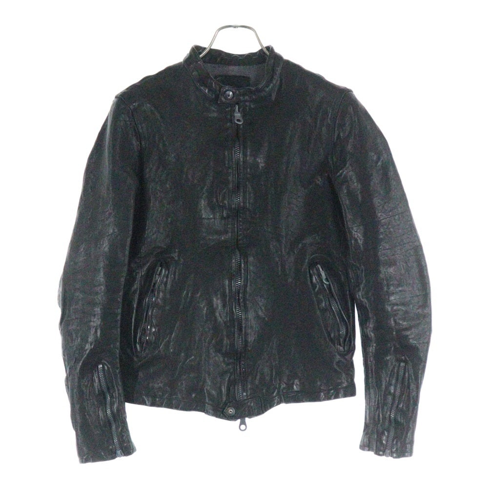 ISAMU KATAYAMA BACKLASH(イサムカタヤマバックラッシュ) Single Rider Jacket フロントジップアップ シングルライダースジャケット カウレザージャケット ブラック 1447-01