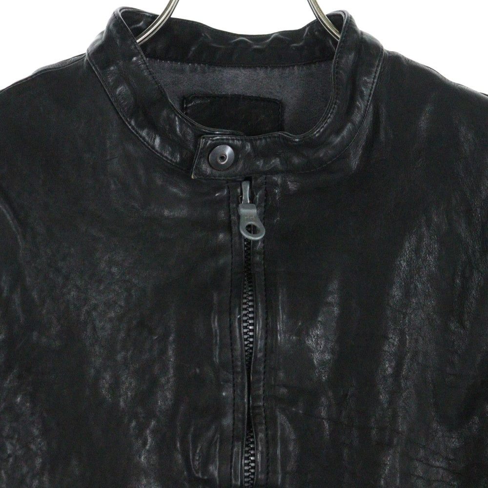 ISAMU KATAYAMA BACKLASH(イサムカタヤマバックラッシュ) Single Rider Jacket フロントジップアップ シングルライダースジャケット カウレザージャケット ブラック 1447-01