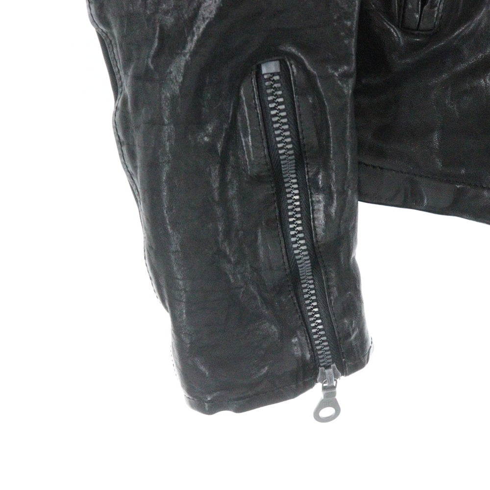 ISAMU KATAYAMA BACKLASH(イサムカタヤマバックラッシュ) Single Rider Jacket フロントジップアップ シングルライダースジャケット カウレザージャケット ブラック 1447-01