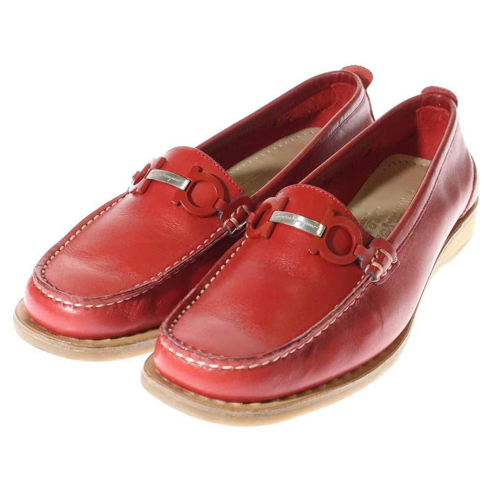 Salvatore Ferragamo(サルヴァトーレ フェラガモ) RIEDITO 0210306 ロゴ プレート ローファー パンプス レディース レッド