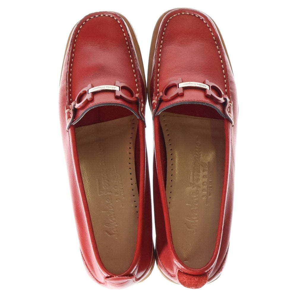Salvatore Ferragamo(サルヴァトーレ フェラガモ) RIEDITO 0210306 ロゴ プレート ローファー パンプス レディース レッド