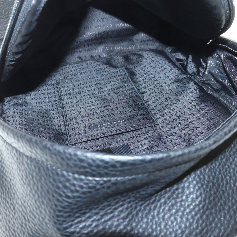 Armani Exchange(アルマーニ エクスチェンジ) フロントロゴ レザーバックパック リュックサック ブラック 952631