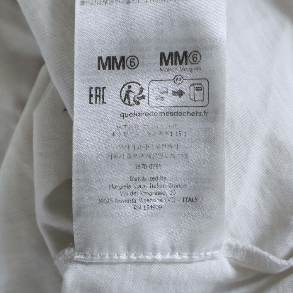 MM6 Maison Margiela(エムエムシックスメゾンマルジェラ) 25AW ナンバリング フロントロゴ クルーネック半袖Tシャツカットソー ホワイト SH0GC0032