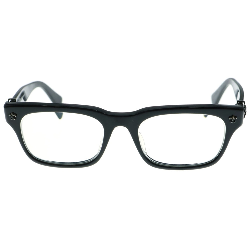 CHROME HEARTS(クロムハーツ) GITTIN ANY ?-A BSフレアフレーム ウェリントンサングラス アイウェア メガネ 眼鏡 度入り ブラック/シルバー 52□19-145