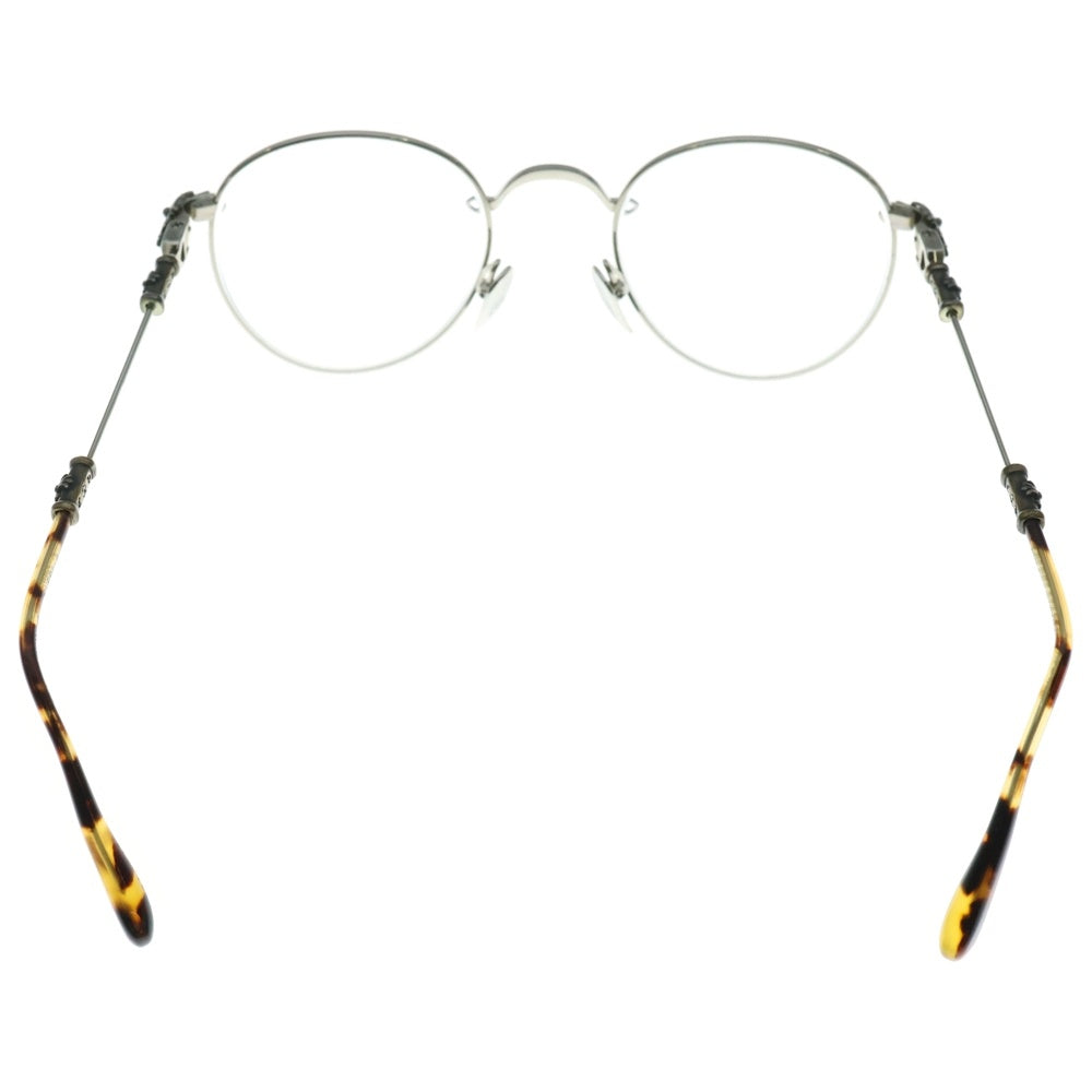CHROME HEARTS(クロムハーツ) BUBBA-A クロステンプル メタルフレーム ラウンドサングラス アイウェア メガネ 眼鏡 度入り シルバー/ブラウン 49□22‐145