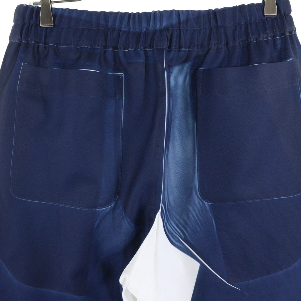 COMME des GARCONS SHIRT(コムデギャルソンシャツ) TWILL GARMENT PRINTED PANTS ガーメントプリント イージーパンツ ブルー FO-P504