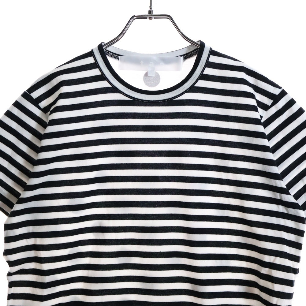 TAO COMME des GARCONS(タオコムデギャルソン) 綿ボーダー天竺 綿天竺水玉プリント クルーネック半袖Tシャツカットソー レディース ブラック/ホワイト TM-T024