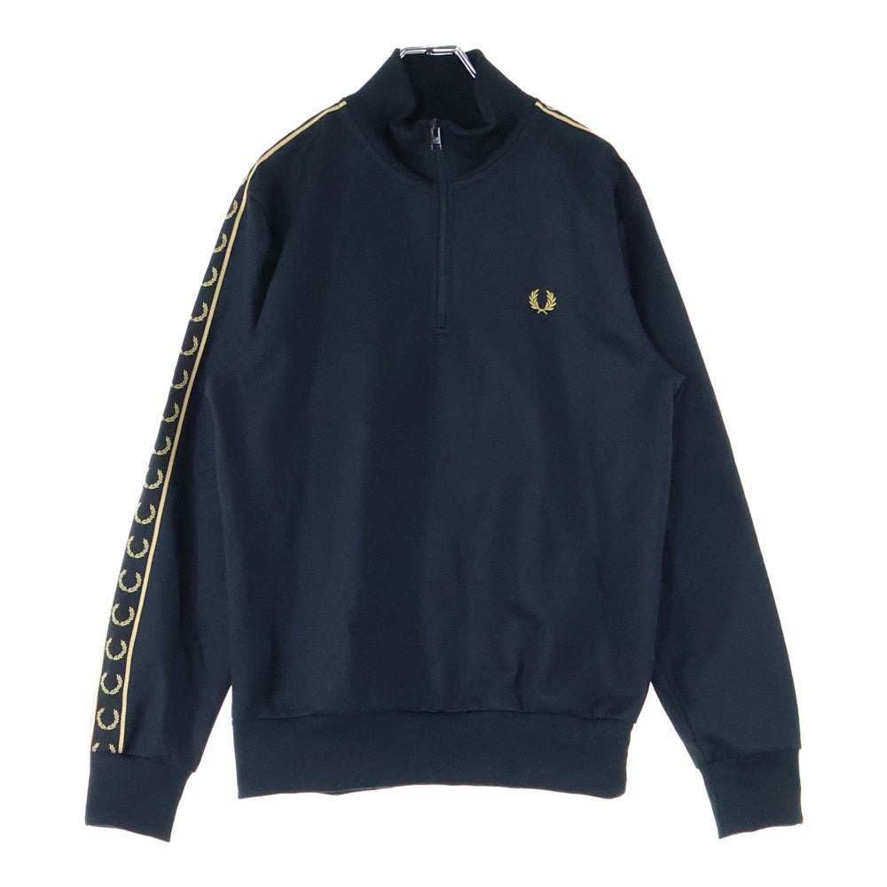 FRED PERRY(フレッドペリー) TAPED HALF ZIP TRACK TOP J4597/R23/01980/405 ロゴ ハーフジップ トラックジャケット ブラック/ゴールド