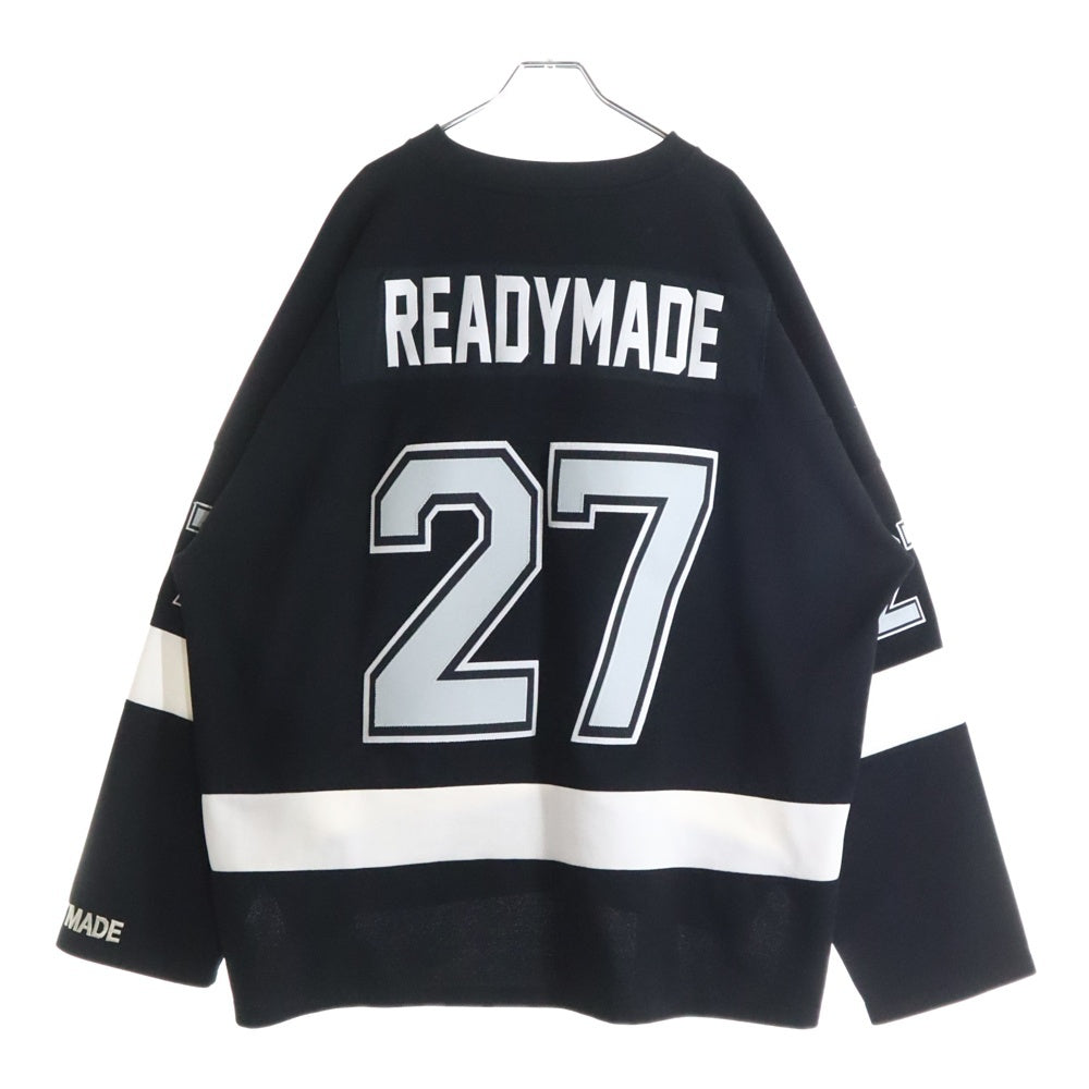 READY MADE(レディメイド) 23SS GAME SHIRT SMILE ロゴワッペンゲームシャツ ブラック RE-PO-BK-00-00-249 フットボールシャツ